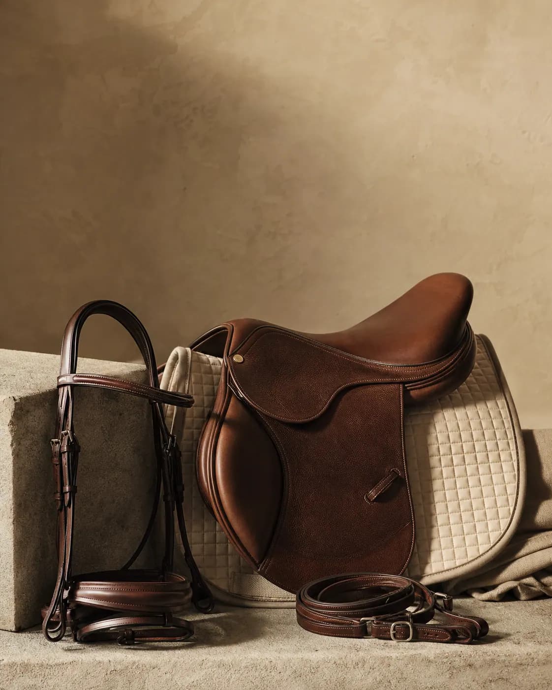 Leather saddle and bridle collection