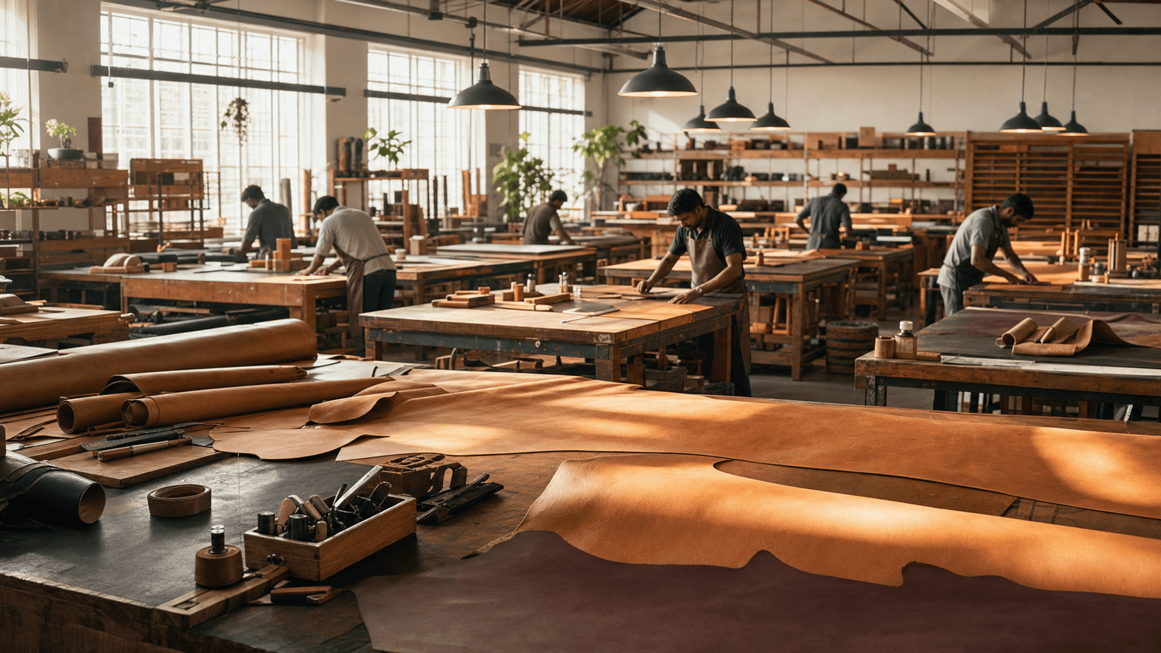 Leather workshop production floor